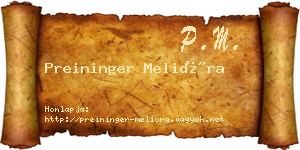 Preininger Melióra névjegykártya